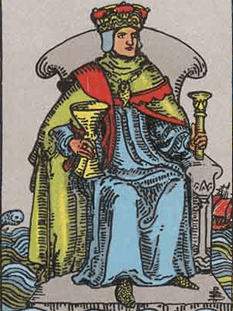 Tarot karta Kralj kelihi — pokončno