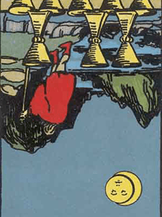 Tarot karta Osmica kelihi — obrnjeno