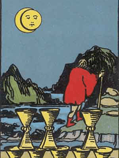 Tarot karta Osmica kelihi — pokončno