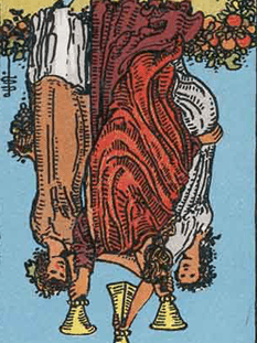 Tarot karta Trojka kelihi — obrnjeno