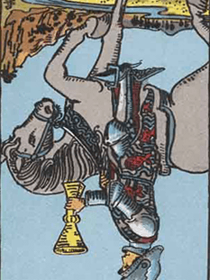 Tarot karta Vitez kelihi — obrnjeno