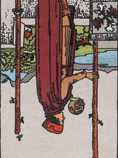 Tarot karta Dvojka palice — obrnjeno