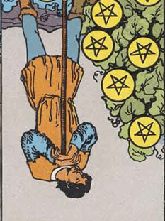 Tarot karta Sedmica pentakli — obrnjeno