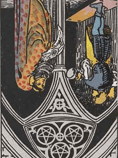 Tarot karta Trojka pentakli — obrnjeno