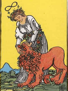 Tarot karta Moč — pokončno