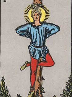Tarot karta Obešenec — obrnjeno