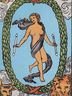 Tarot karta Svet — pokončno